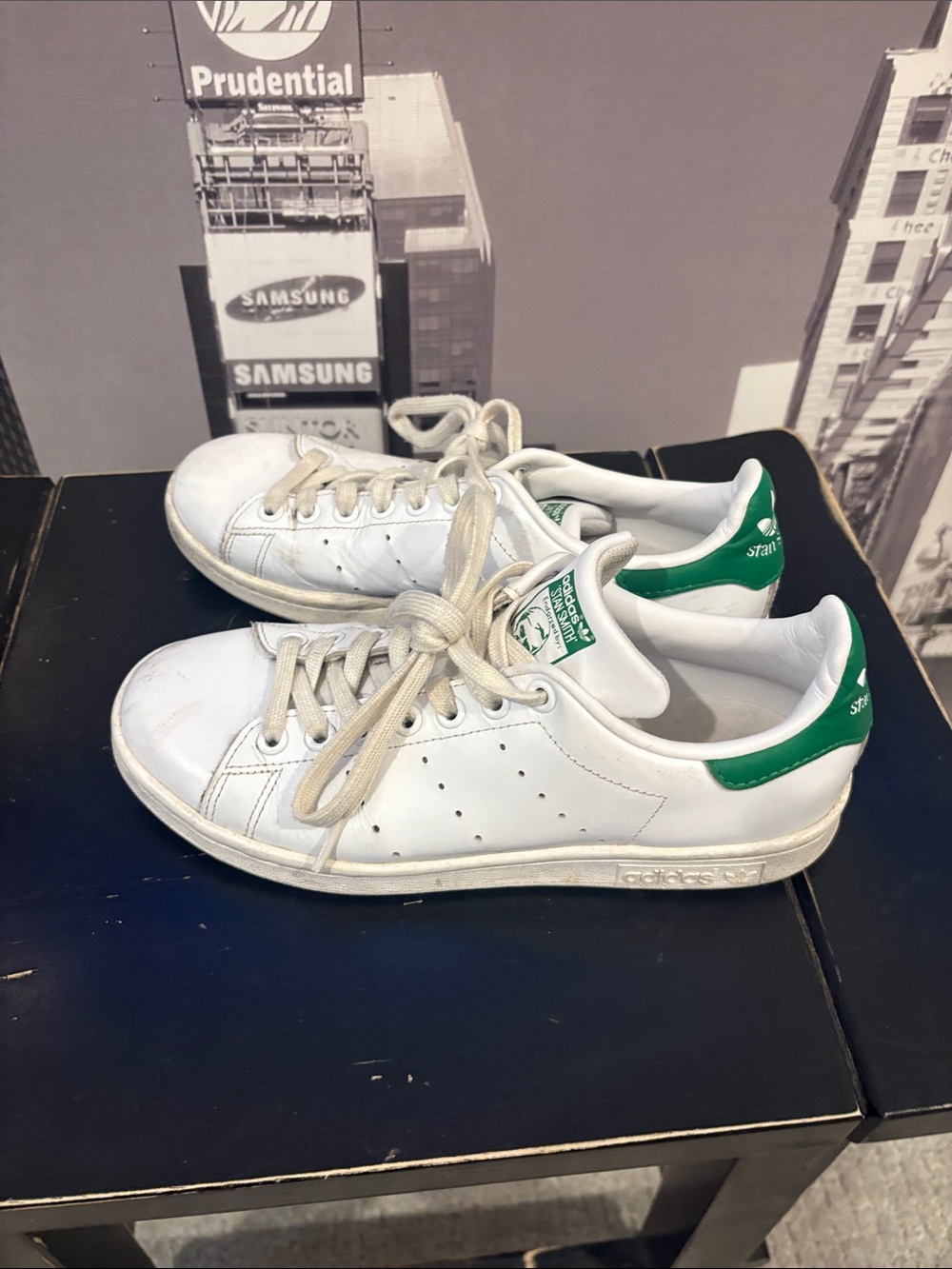 adidas Kids White Sneakers with Green Heel Tab